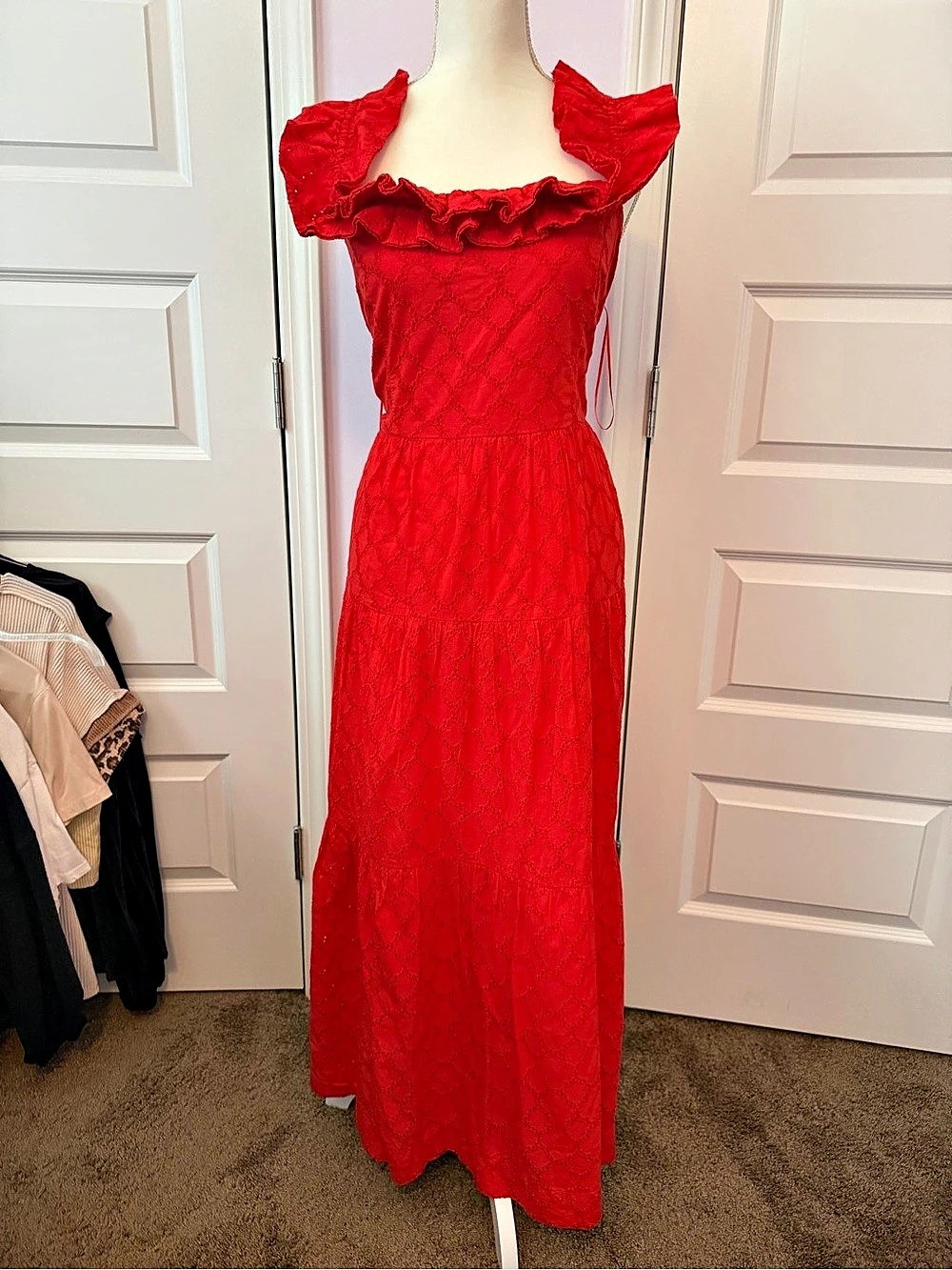 Crown & Ivy Red Eyelet Maxi Dress